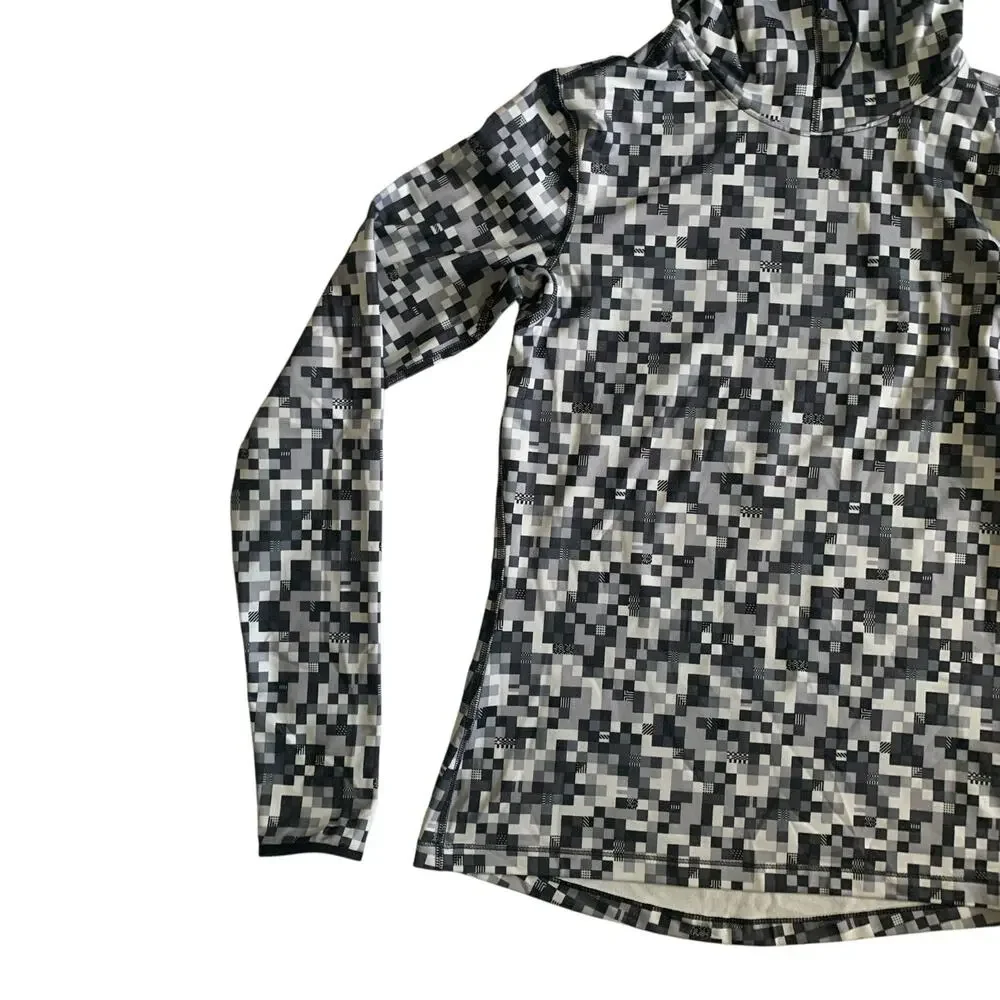 Nike Pro Dri Fit Women's Size M Glitch Pixel Training Camo Hooded T-Shirt